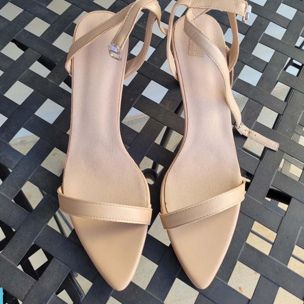 Nude open toes heels